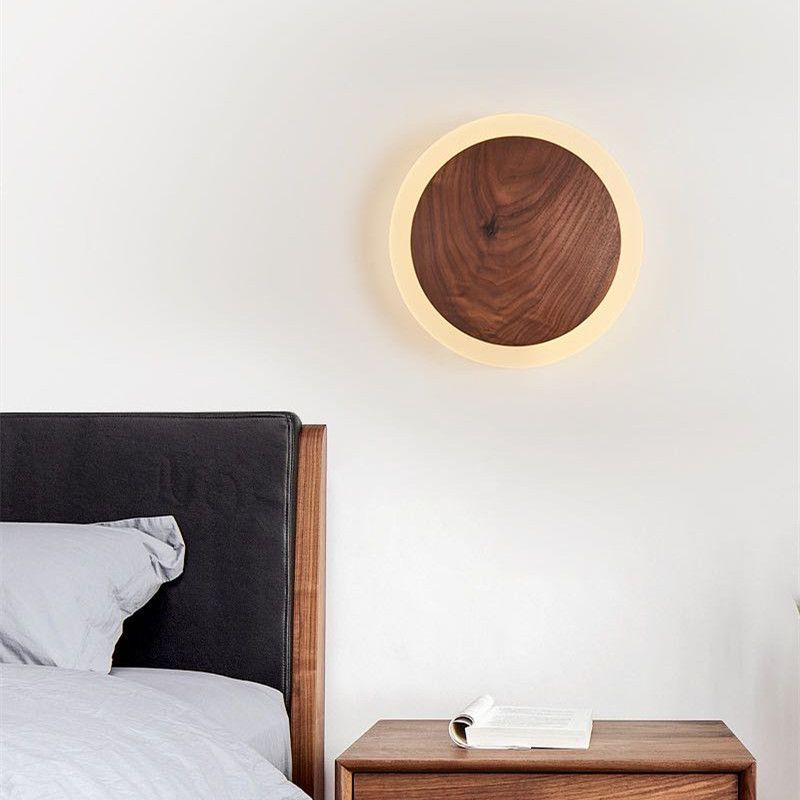 Geometric Shape Wood Wall Light Fixture Modern Style Wall Lamp for Living Room