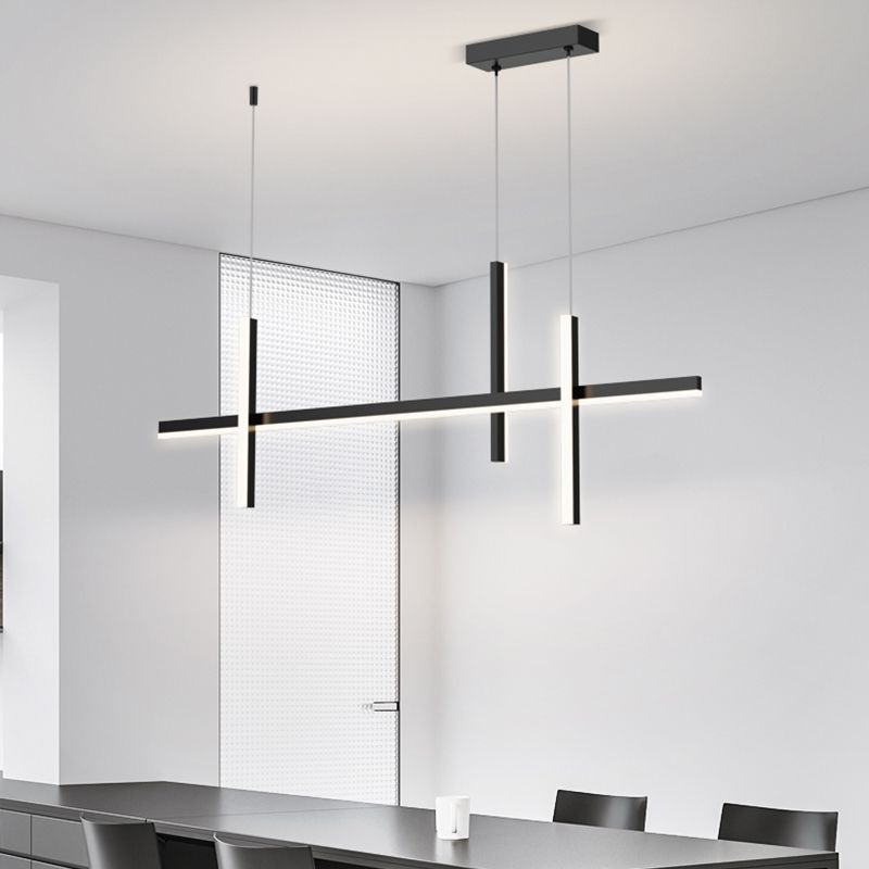 3-Light Linear Island Light Fixture Simplicity Metal Pendant Light for Dining Room