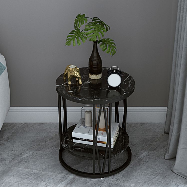 Industrial Nightstand Lower Shelf Accent Table Nightstand for Bedroom