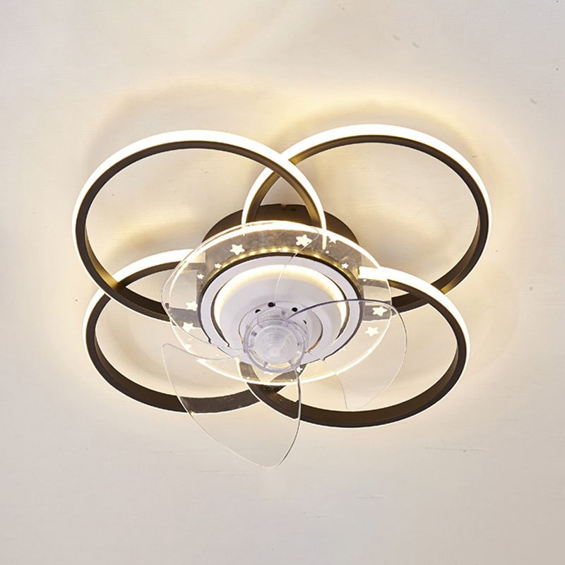 Nordic Style Metal Ceiling Fan Lamp Geometry Shape LED Ceiling Fan Light for Bedroom