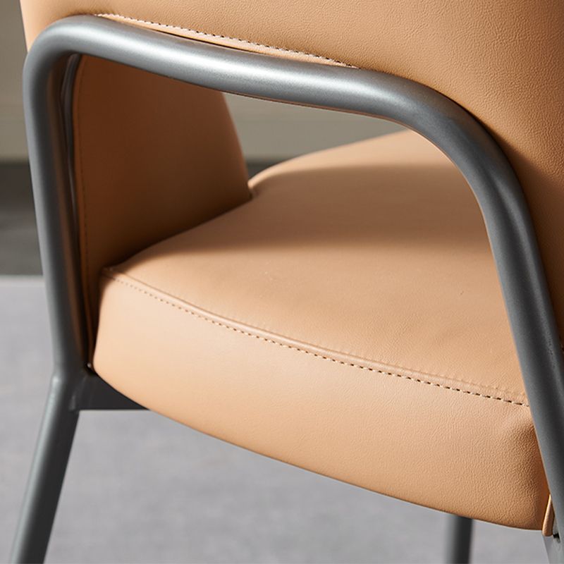 Open Back Side Chair for Home Faux Leather Modern Dining Chair with Black Legs