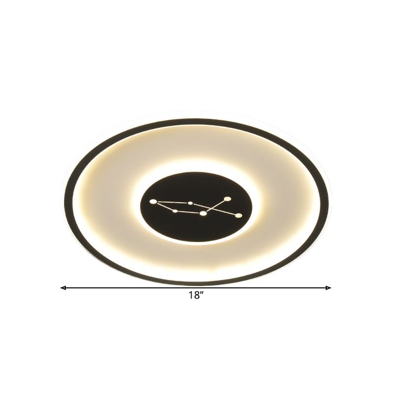 Circular Ceiling Lamp Fixture Simple Acrylic Sleeping Room LED Flush Mount Lamp in Black, Warm/White/3 Color Light
