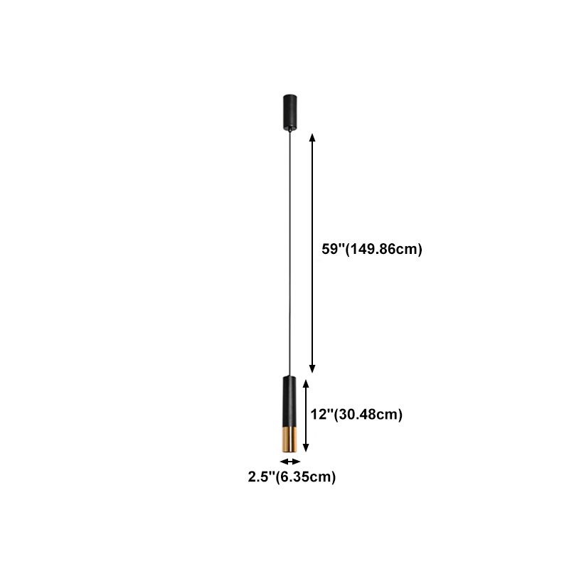 Forma del cilindro Libra del soffitto sospeso in metallo 1 Moderna luce a sospensione in nero