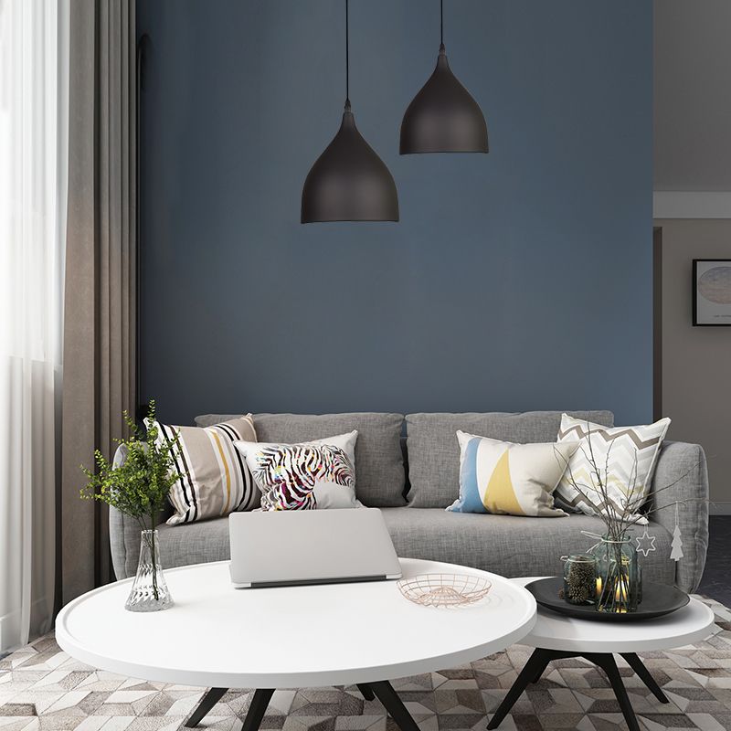 6,5 "/10"/12 "Luce a soffitto a pendente a cupola larga Metallo moderno 1 Luce di sospensione nero/bianco/rosso