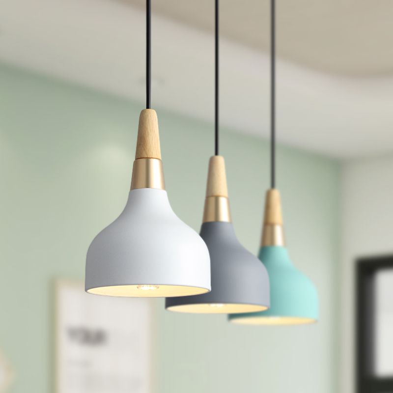 Bowl Shade Hanging Lighting Modern Macaron Style Metal 1 Pendante légère POUR POUR CAFE