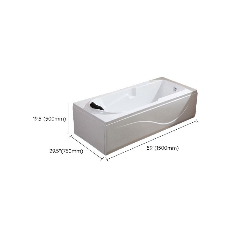 Modern White Acrylic Bathtub Rectangle Freestand Soaking Bathtub with Drain Bath Tub