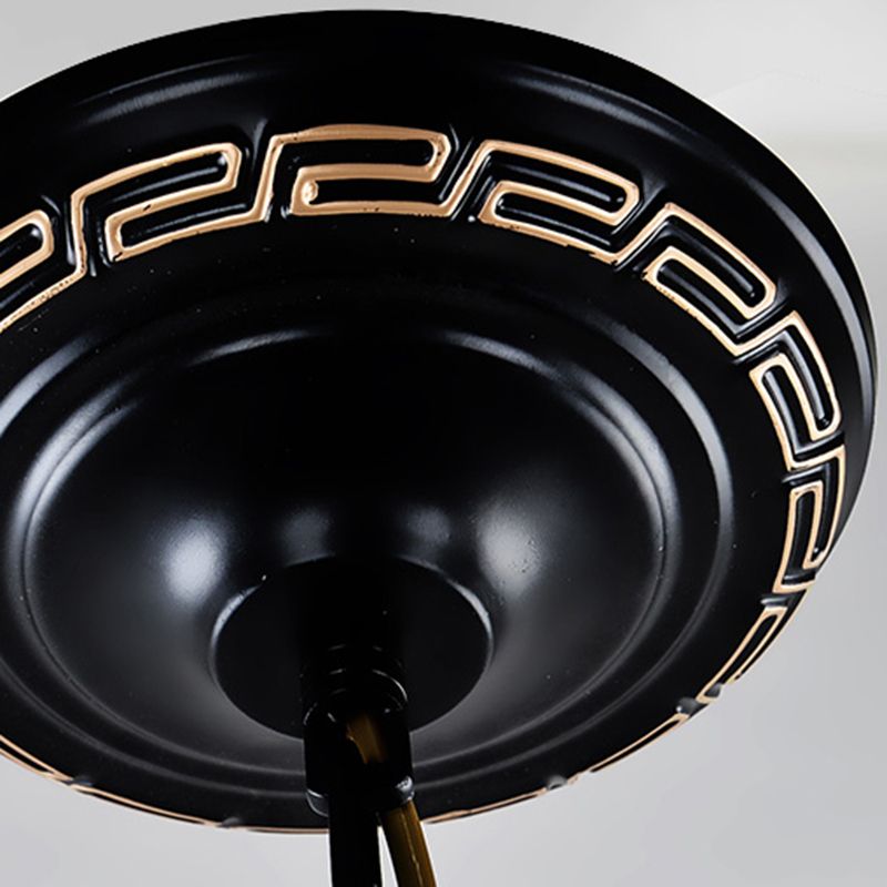 Cilindro nero sospeso lampadario Mediterraneo 4/6/9 luci Sospensione vetrata Sospensione Luce a sospensione