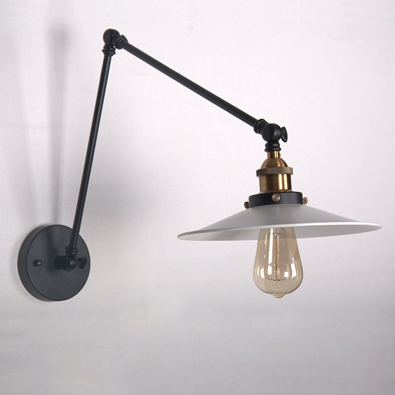 White Metal Cone Shade Industry Style Wandlampe 2 Abschnitte Schwung Retro-Wandleuchten für das Restaurant