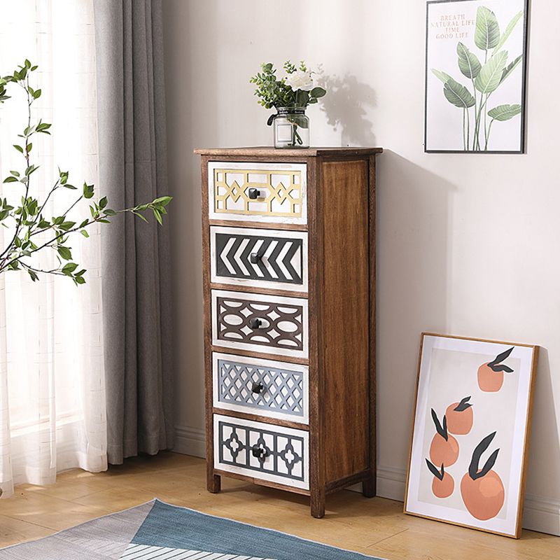 Vertical Wooden Storage Chest Dresser Traditional Lingerie Chest with Drawers