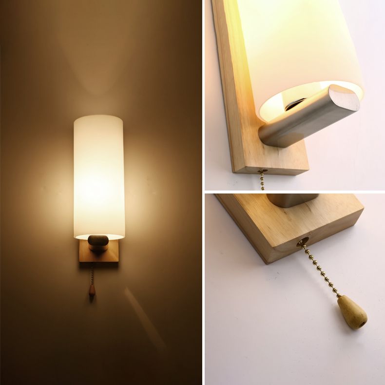 Moderne Stil Zylinderwand Schanckbeleuchtung Holz 1 leichte Wandmontagelampen