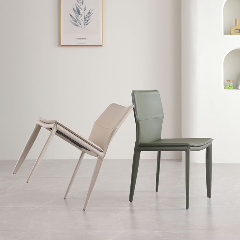 Contemporary Style Dining Chairs Armless Chairs with Metal Legs for Home