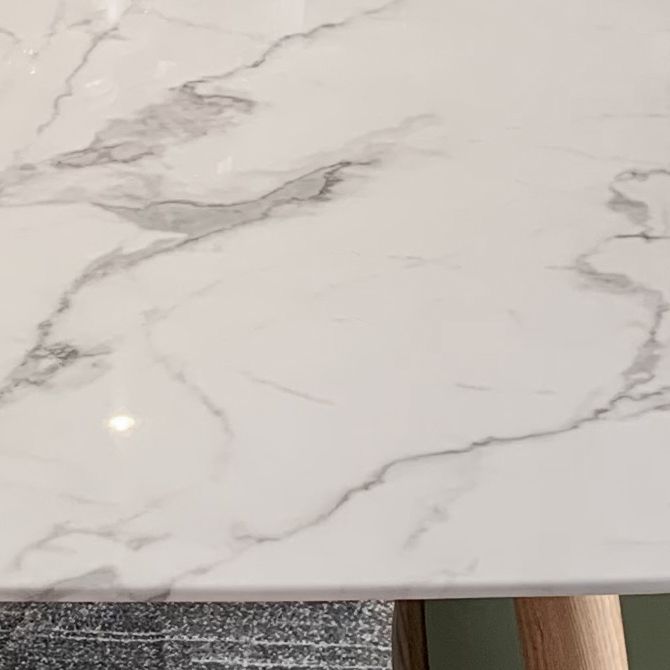 Contemporary Rectangle Dining Table White Sintered Stone Dining Table with 4 Legs