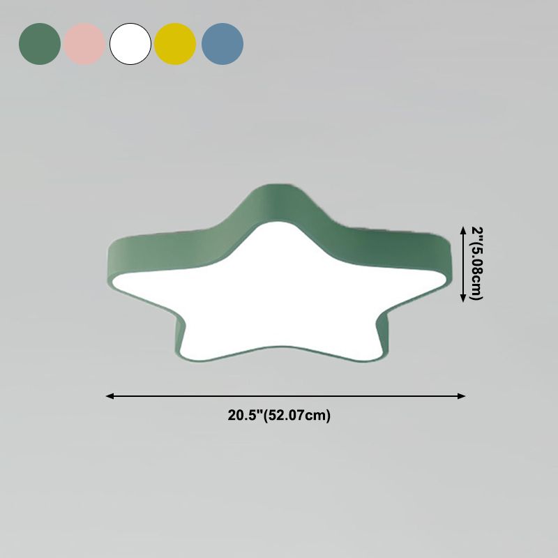 Pentagram Shape LED Ceiling Lamp Macaroon Modern Iron 1 Light Flush Mount for Bedroom