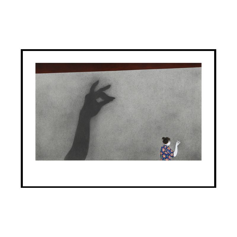 Illustrations People Wall Art Cartoon Textured Canvas Print in Pastel Color for Bedroom