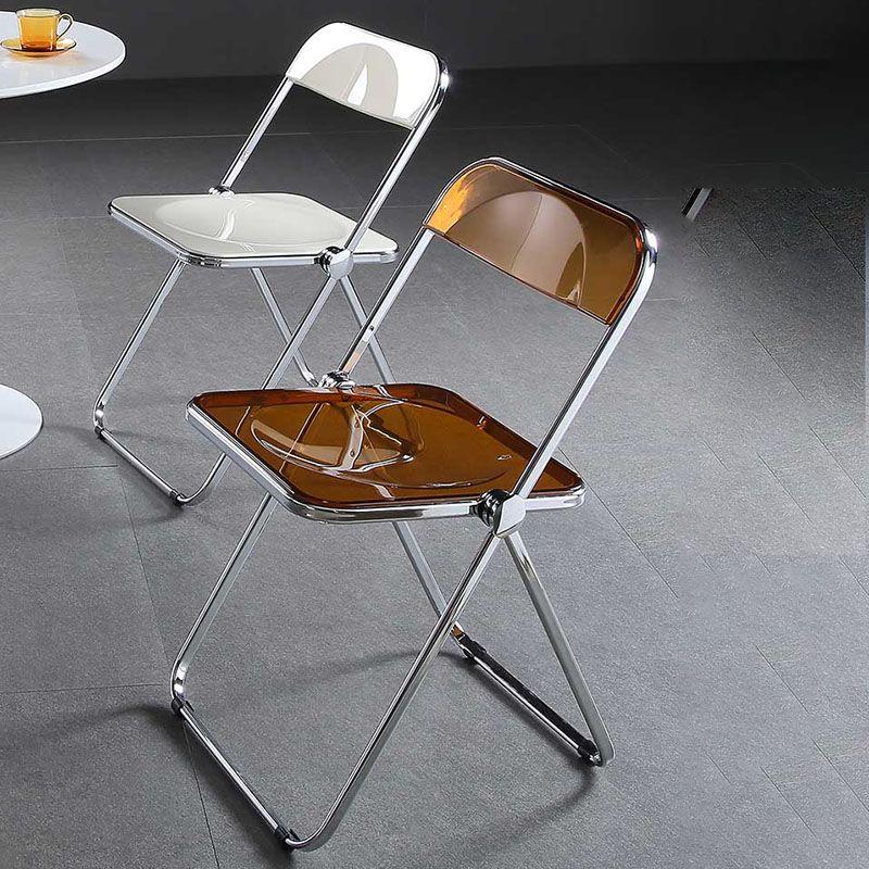 Industrial Armless Plastic Side Chair Open Back Folding Side Chair