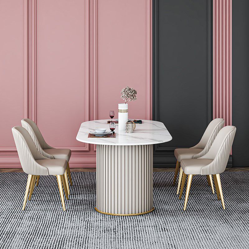 Oval Stone Dining Room Collection Traditional Luxury Home Furniture for Indoor