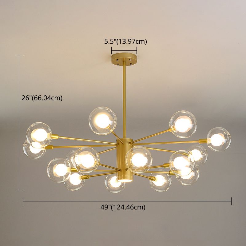 Post-Modern Starburst Hanging Chandelier Light Clear Globe Glass Ceiling Chandelier for Living Room