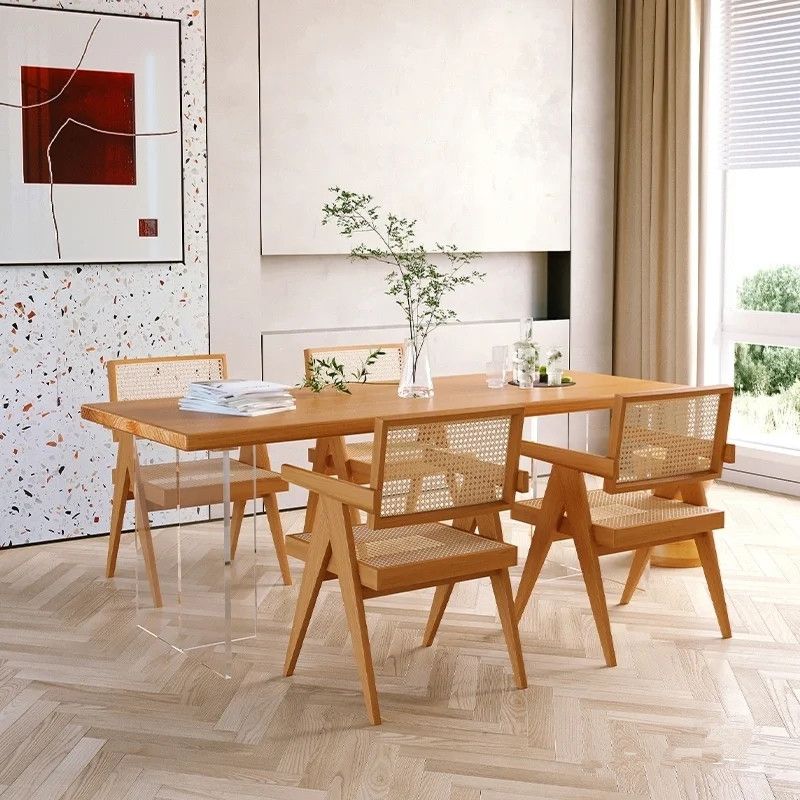 Modern Solid Wood Dinette Set 1/5 Pcs Standard Height Dining Room Table Set