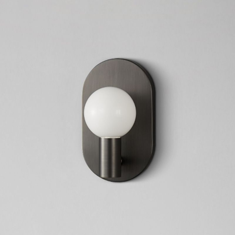 Solid Brass Wall Lamp Contemporary Black / Gold Wall Light with Glass Shade