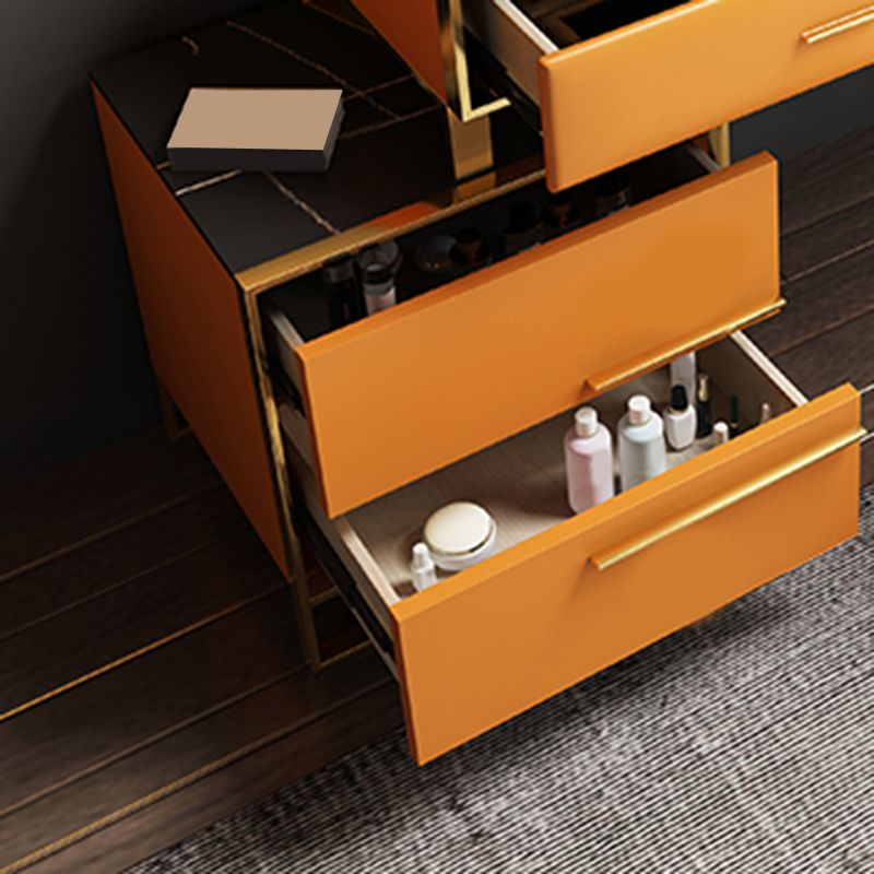 Orange Vanity Set with 4 Storage Drawers Make-up Vanity, 15.74" Wide
