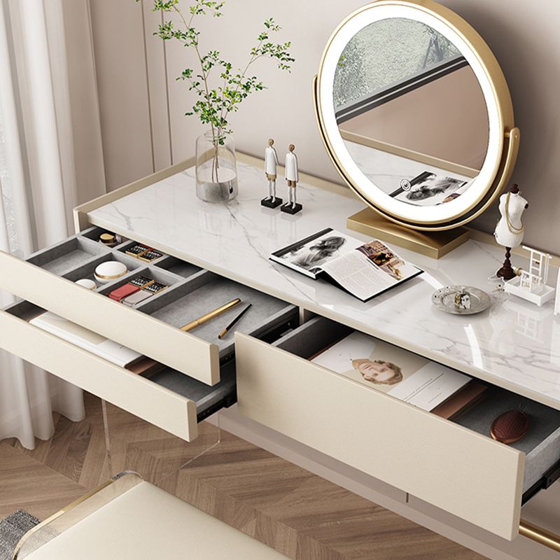 15.74" Wide Make-up Vanity with 3 Storage Drawers Bright White Dresser
