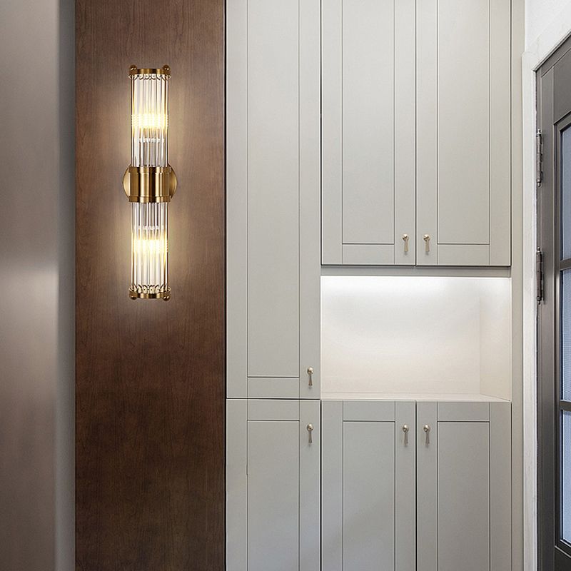 Crystal Geometric Shape Wall Light Modern Style Multi Lights Wall Light Sconce in Brass