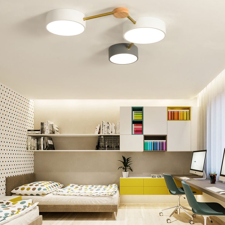 New Modern Sputnik Flush Mount Ceiling Light Metal Bedroom Flush Light in Grey