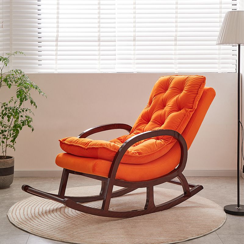 Living Room Rocking Chair Fabric Tufted Removable Cushions Solid Modern Rocking Chair