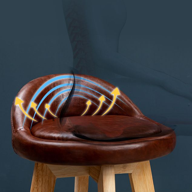 Scandinavian Wood Barstool Low Back Fabric Upholstered Counter Stool in Matte Finish