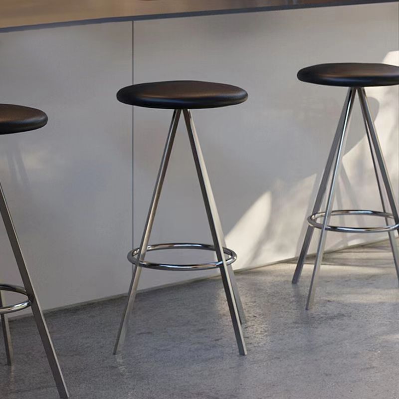 Backless Metal Counter & Bar Stools Modern Indoor Stools with Chrome Frame