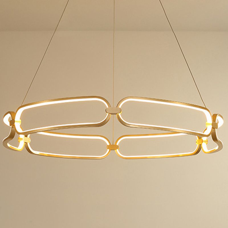 Luz de araña colgante de círculo Minimalismo de la sala de estar de metal Led colgante en oro