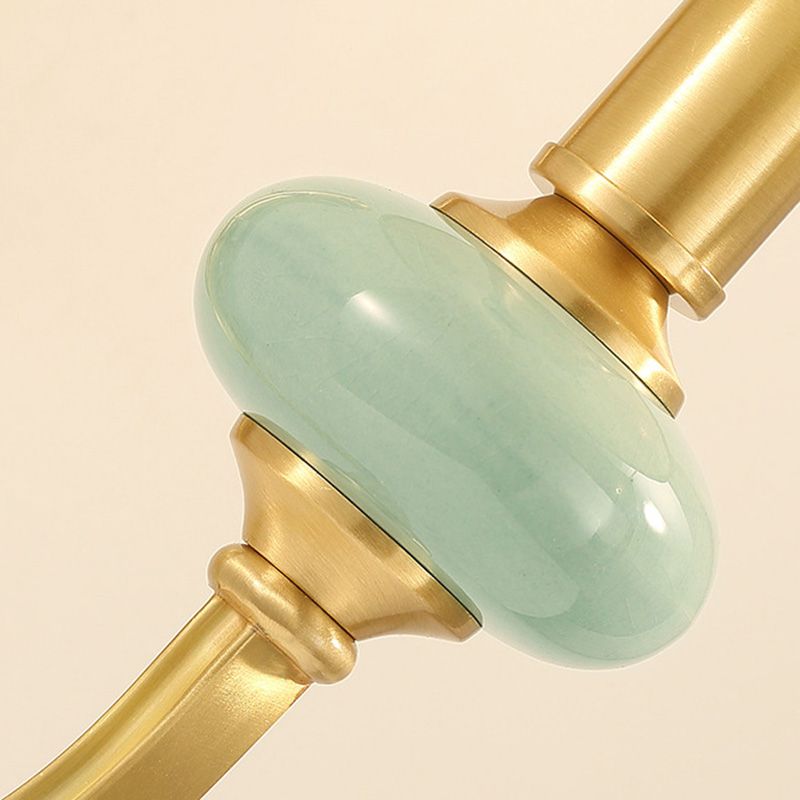 Contemporary Tapered Shape Sconce Fabric Single-Bulb Living Room Wall Light Fixture with Arc Arm in Gold