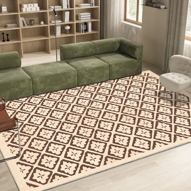 Light Brown Modern Rug Polyester Pattern Indoor Rug Stain Resistant Rug for Home Decor