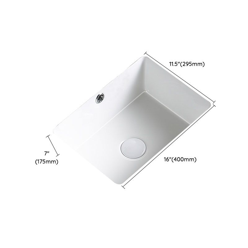 Modern Undermount Bathroom Sink Porcelain with Pop-Up Drain Basin Sink