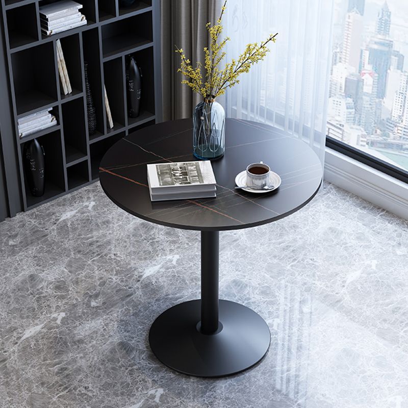Glam Style Stone Top Dinette Table Metal Base Dining Table for Coffee Shop
