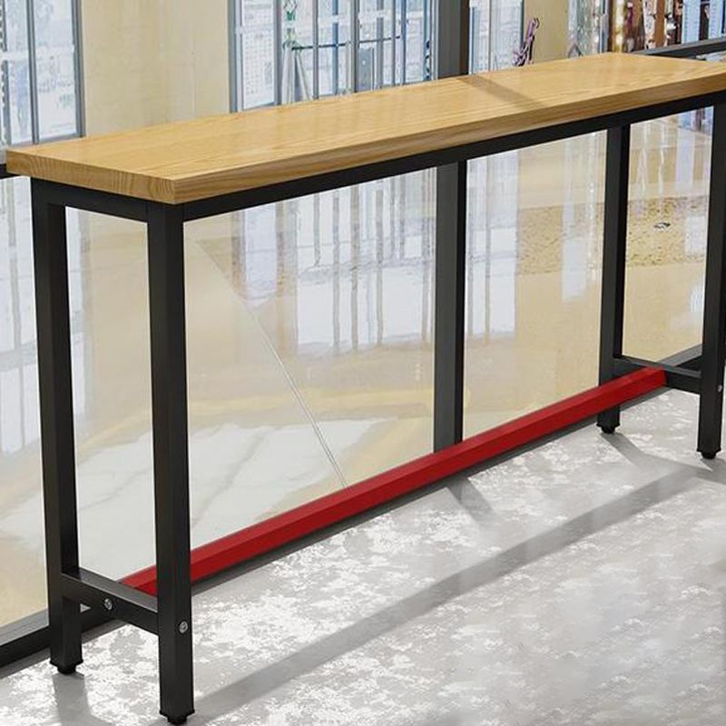 Modern Wood Counter Table Rectangle Top Table with Black Base