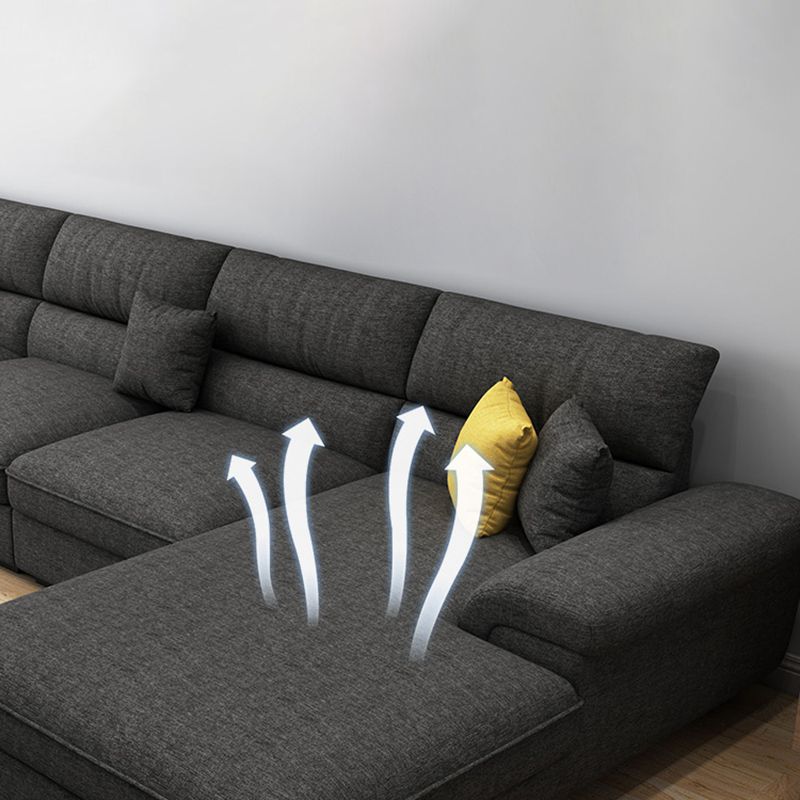 Contemporary L-Shape Modular Sectional Pillow Back Cushion Sofa and Chaise for Apartment