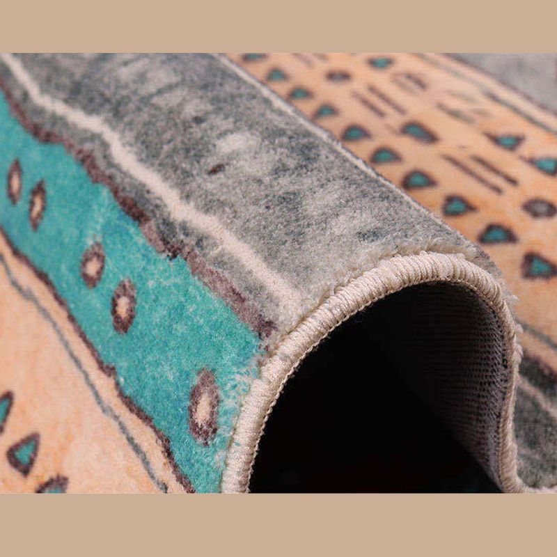 Boho Polyester Teppich Multikolor Tribal Totem Print Teppich Fleckenfesterer Teppich für Wohnkultur