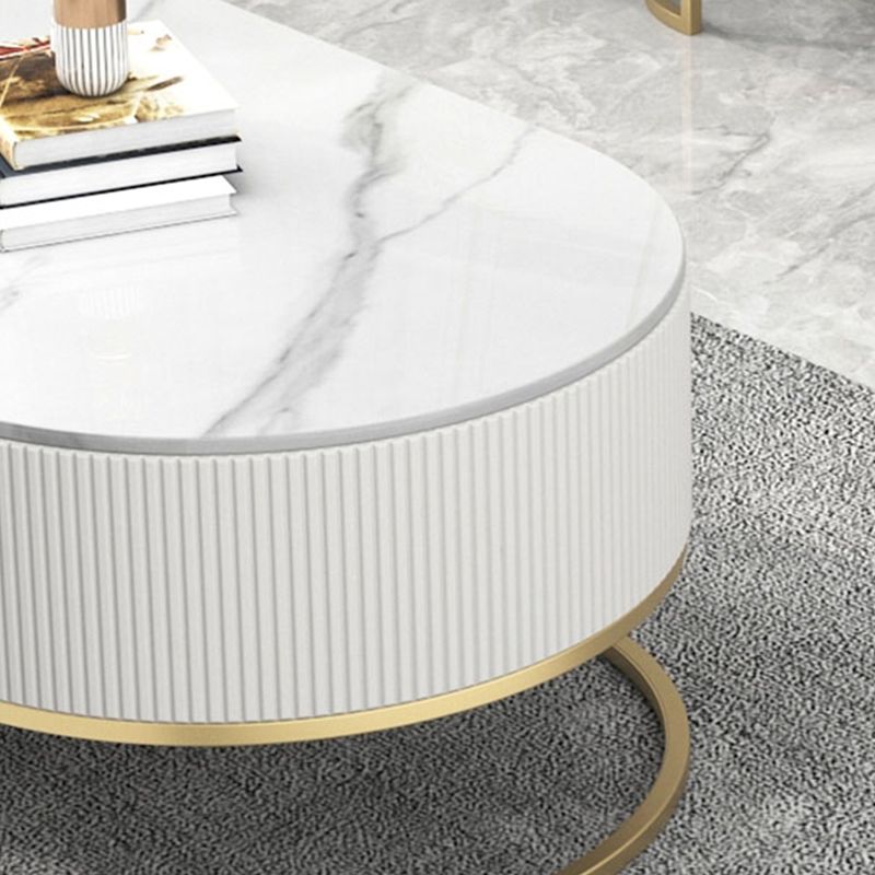 Slate Top Coffee or End Table with Storage Drawers Oval Frame