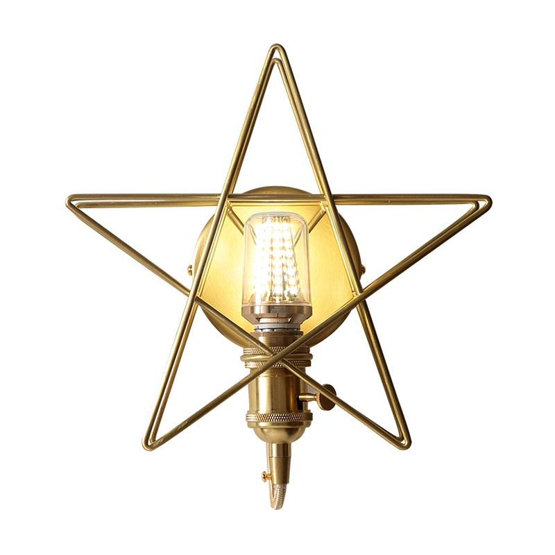 Eisendrahtstern Wandleuchte Leuchte minimalist 1 Kopf Schlafzimmer Wandlampe in Gold