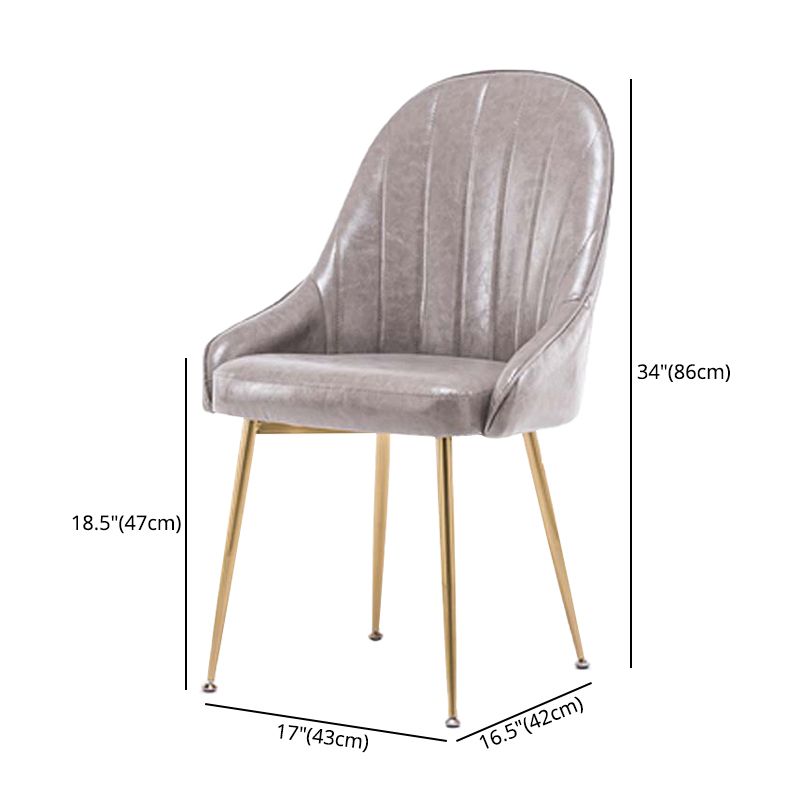 Dining Room Side Chair Glam Style Parsons Armless Chair with Golden Legs