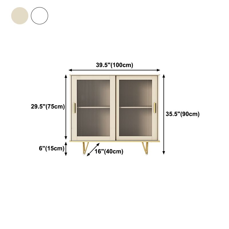 Glass and Sliding Doors Sideboard Modern MDF Kitchen 2-door Breakfront Sideboard