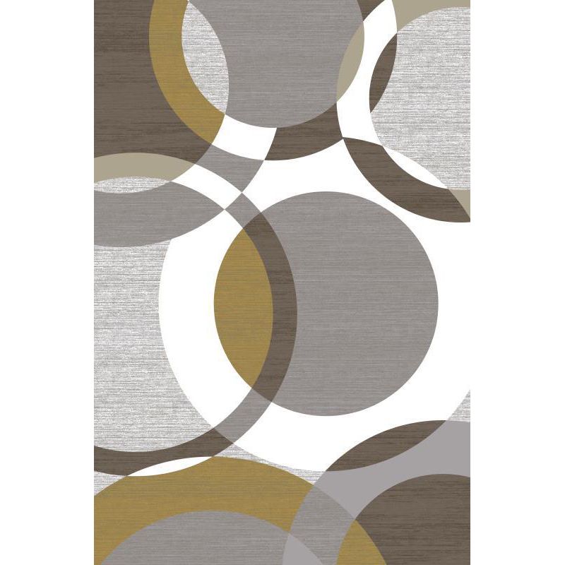 Red Modern Area Rug Polyester Ring Rug Non-Slip Backing Rug for Living Room