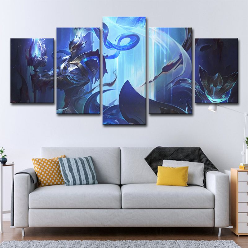 League of Legends Character Art Print Multi-Piece Kid Boys Room Wall Decor in Blue