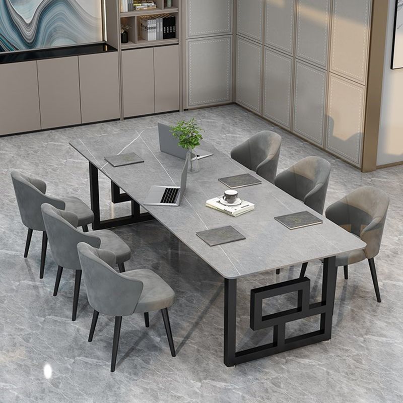 Modern Style Stone Office Desk Rectangular Shape Conference Table with 2 Legs for Office