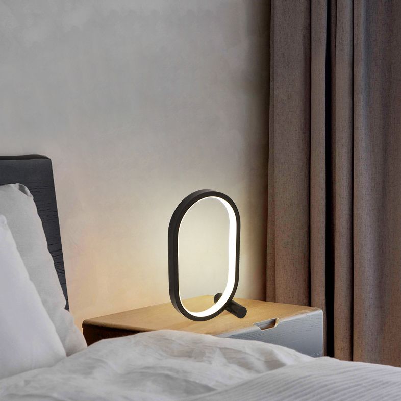 Oval Nightstand Light Simplicity Acrylic Bedside LED Table Light with USB Charging Cord