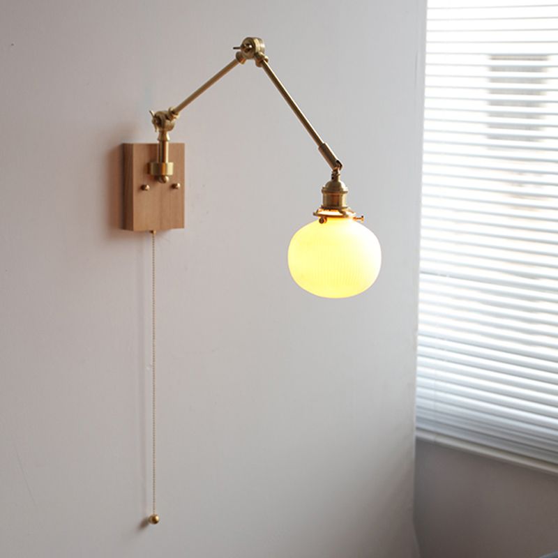 Swing Arm Wall Lamp Modern Ceramic Sconce Lighting for Bedroom