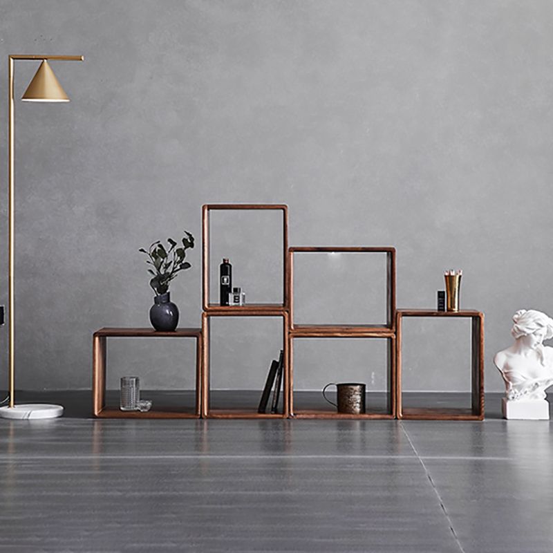 Contemporary Open Back Bookcase Solid Wood Cube Bookshelf for Office
