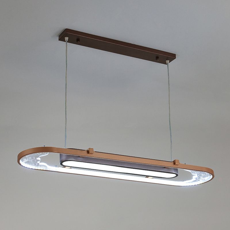 Luci a sospensione a sospensione in metallo marrone lampade a sospensione lineare contemporanea per sala da pranzo