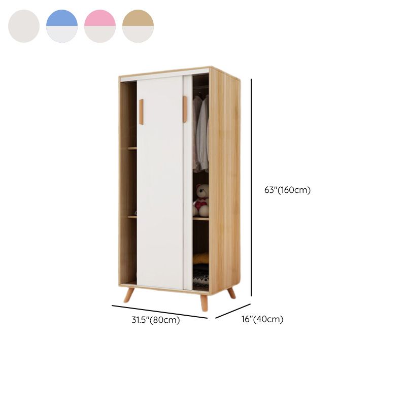 Blue Contemporary Kids Closet High Gloss Wooden Closet with Garment Rod